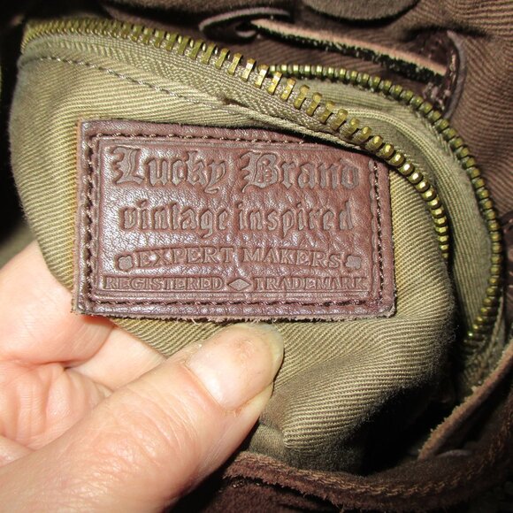 LUCKY BRAND VINTAGE INSPIRED PATCHWORK LEATHER suede hobo boho - Picture 7 of 9